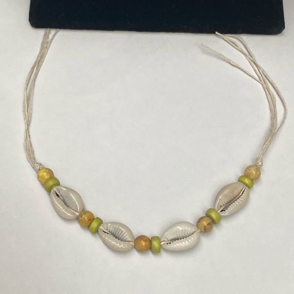 Unisex Tie on Impression Jasper Hemp Bracelet or Anklet with Wood Bead Detail - Picture 5 of 10